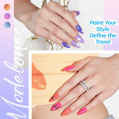modelones hand showing warm and cool nail swatch highlighting temperature shift