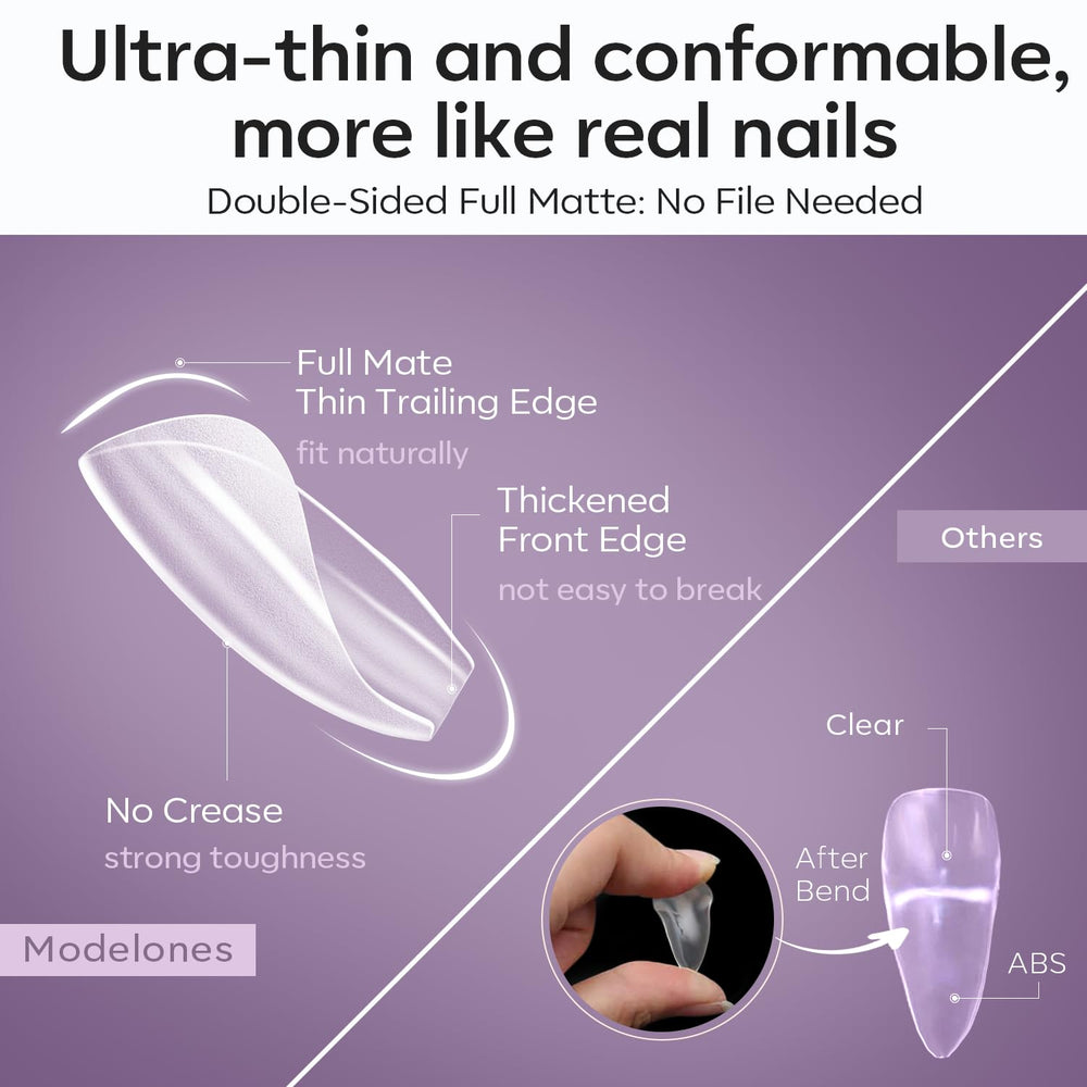 modelones thin back edge detail fitting at cuticle for natural, secure placement