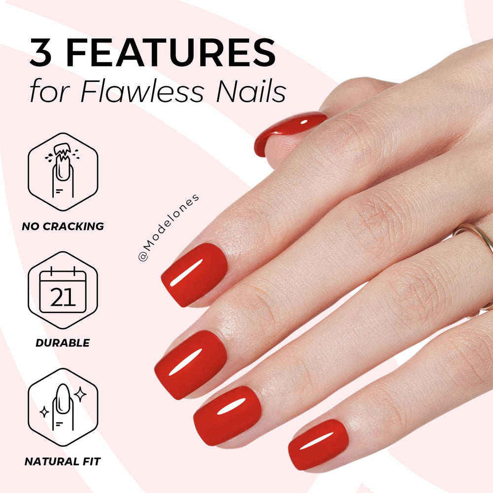 Modelones glue, jelly tabs, mini file and cuticle stick for quick application