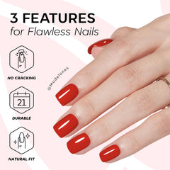 Modelones glue, jelly tabs, mini file and cuticle stick for quick application