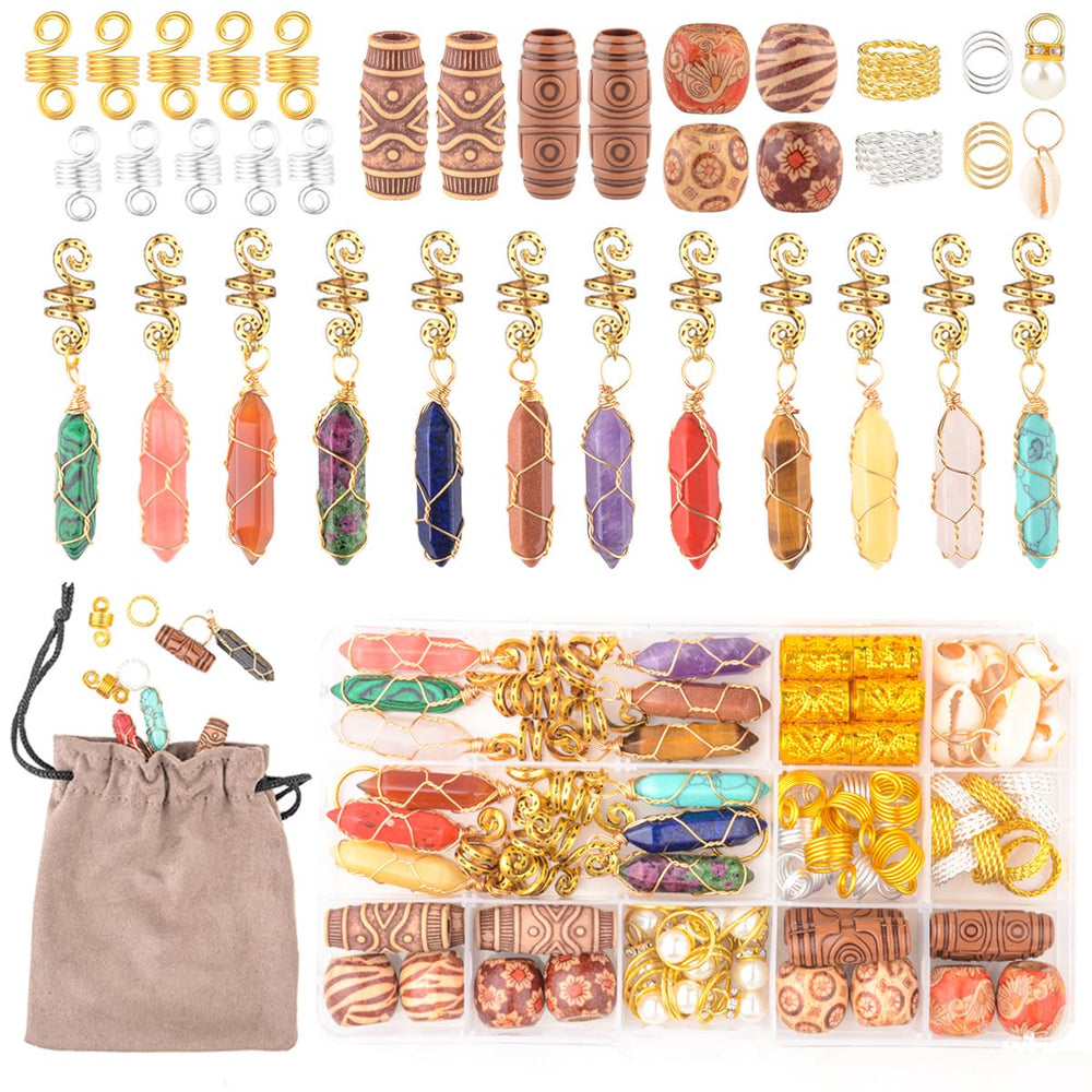 Modpion front packaging showing 90-piece hair jewelry kit and included pouch benefits storage