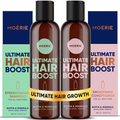 Moerie front packaging duo shows bottles and labels for quick identification and benefit