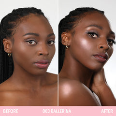 Moira Dreamlight applied on face highlighting cheekbone shimmer and natural lift benefit