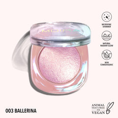Moira Dreamlight pan closeup revealing diamond-dust shimmer texture for precise application