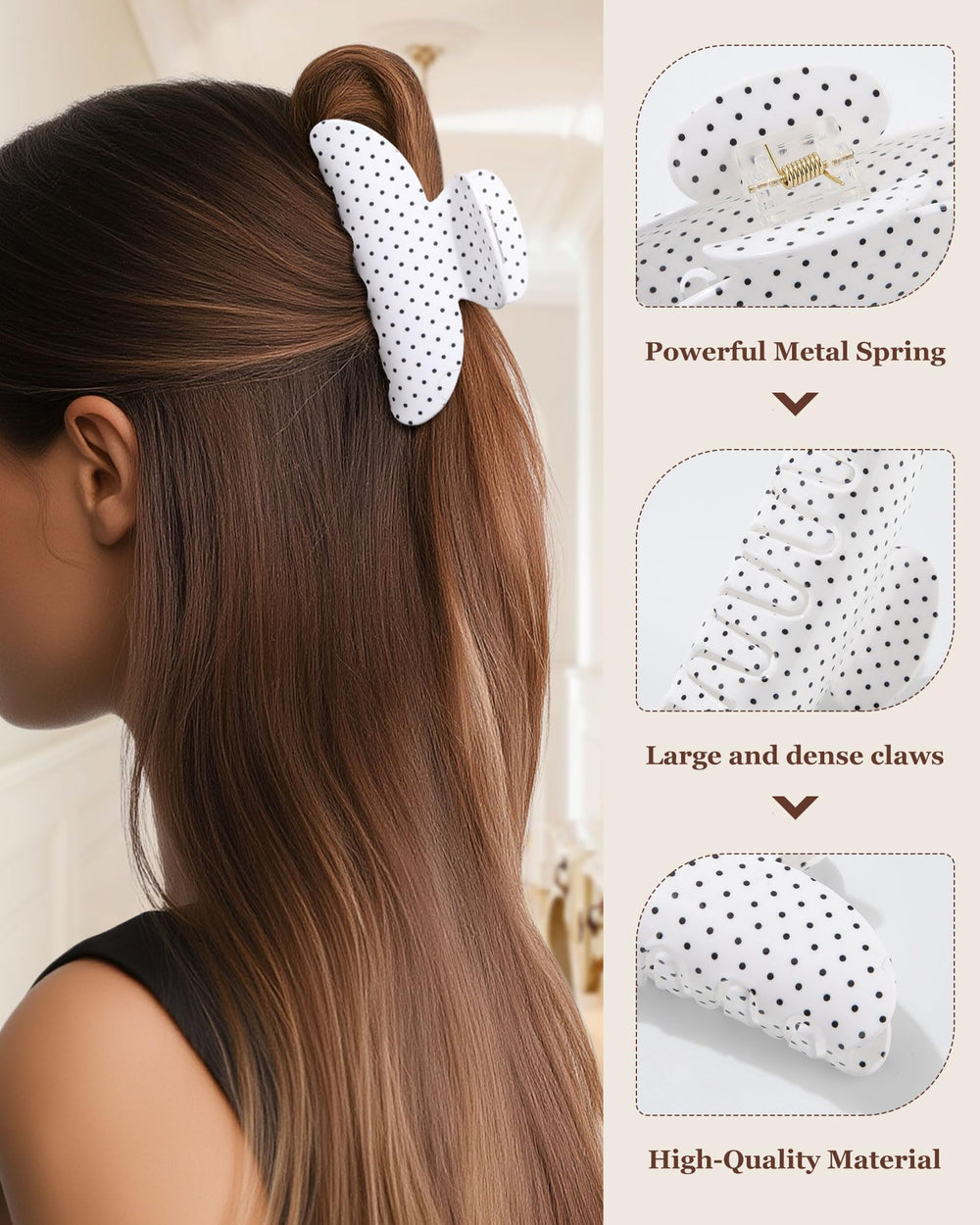 Molans clip holding a low bun side view showing comfortable all-day wear