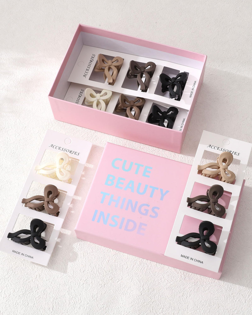 Molans open gift box with clips inside ready to give as present