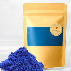 Molino Piane front packaging of blue Nila powder showing compact jar and label, easy storage