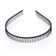mollensiuer front view of black metal headband showing sleek profile and everyday use