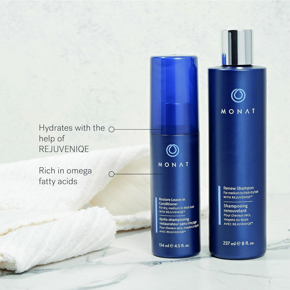 MONAT applied to curly hair reducing frizz and improving definition
