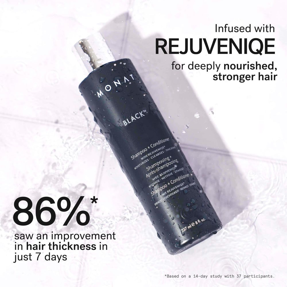 MONAT signature oil blend bottle highlighting nourishing ingredients for smoother hair