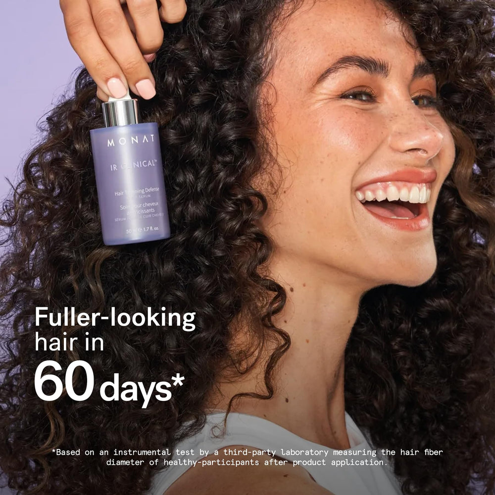 Comparison scale showing fuller-looking hair after MONAT use