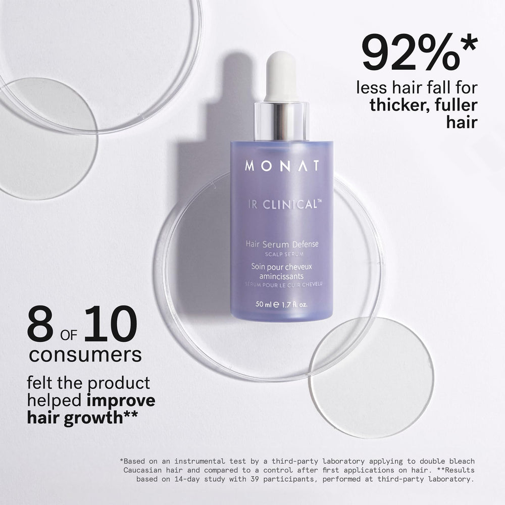 MONAT serum droplet texture highlighting lightweight absorption benefit