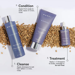 MONAT label close-up highlighting Capixyl, melatonin, caffeine benefits