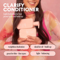 MONDAY HAIRCARE clarify open cap pouring conditioner to show creamy consistency and control