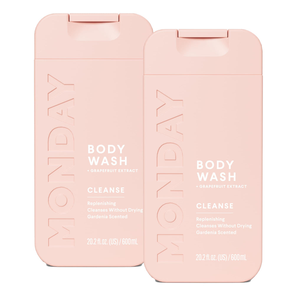 MONDAY HAIRCARE front packaging showing dual 600 mL bottles and product benefit