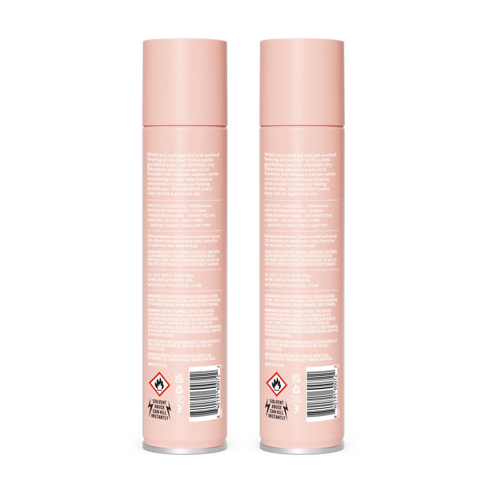 MONDAY HAIRCARE next to hand for scale showing compact 200 mL size