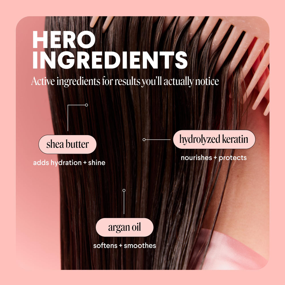 MONDAY HAIRCARE label close-up highlighting keratin benefit