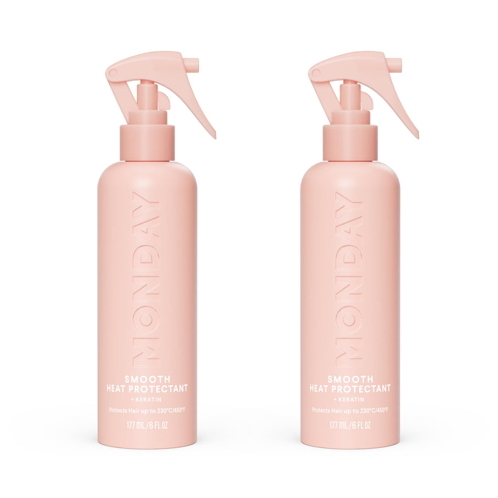 MONDAY HAIRCARE front packaging showing dual 6 oz heat protectants for convenience