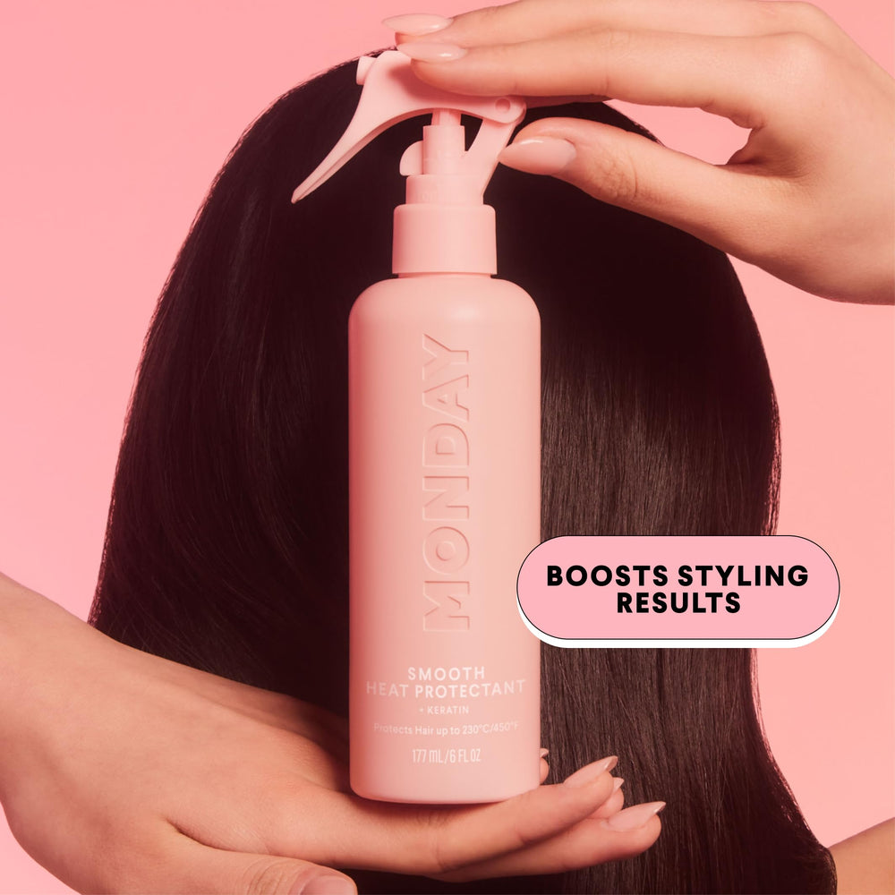 MONDAY HAIRCARE texture sheen close-up showing smoother, shinier hair finish