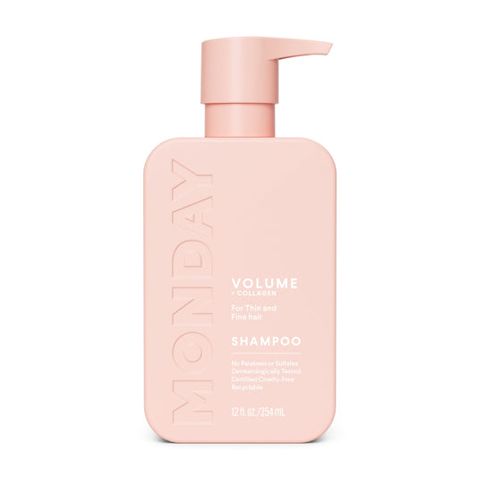 MONDAY HAIRCARE front bottle shot showing label and volume benefits
