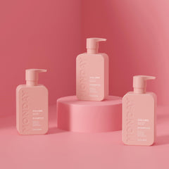 MONDAY HAIRCARE macadamia oil droplets illustrating added shine and softness
