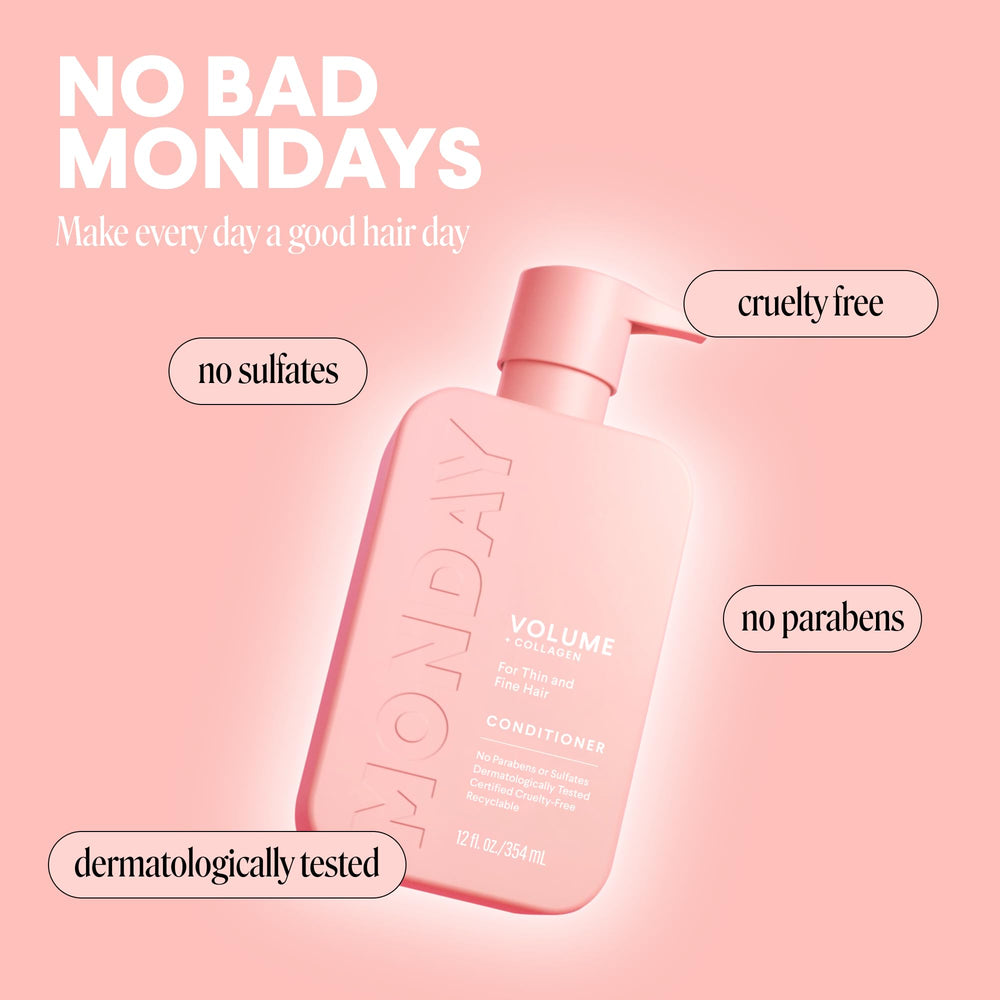 MONDAY HAIRCARE volume conditioner paired with shampoo for fuller hair routine