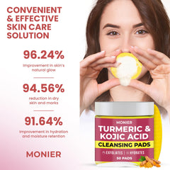 MONIER close-up texture of a pad saturated with turmeric serum for gentle exfoliation