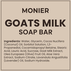 MONIER soap label and ingredient list showing natural formulation clarity