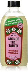 Monoi Tiare Tahiti front bottle showing label and vanilla-tiare fragrance benefits