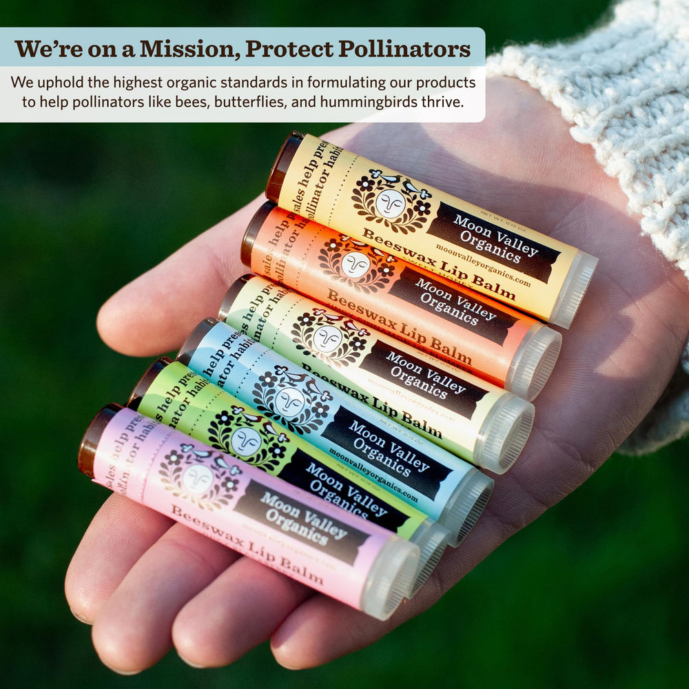 Moon Valley Organics recyclable packaging displayed with eco symbols highlighting sustainable materials