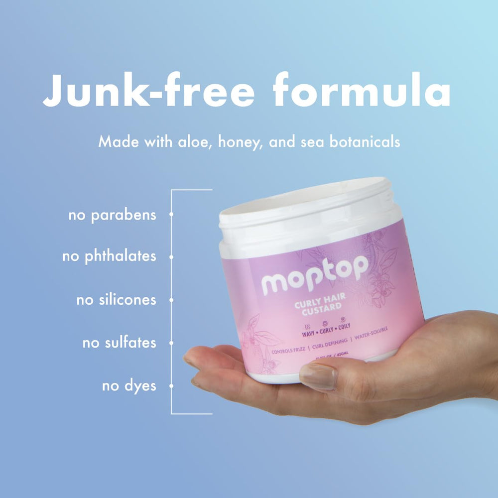 Close-up of MopTop custard texture demonstrating smooth, moisturizing gel
