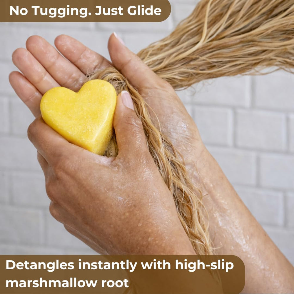 Morava lathering demo on wet hair demonstrating detangling slip