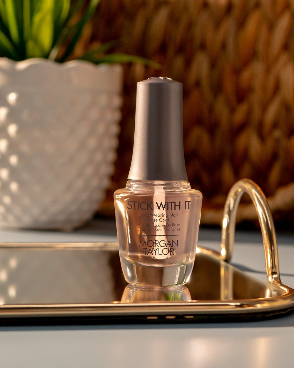 morgan taylor brush and swatch showing smooth application and enhanced adhesion