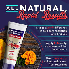 Morgan's Lysine Lip Balm held in hand to show size and travel-friendly benefit