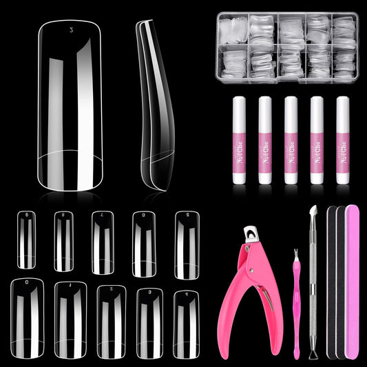 MORGLES clear square tips box front showing full kit convenience