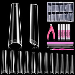 MORGLES front packaging with full clear coffin nail tip kit, convenient all-in-one set
