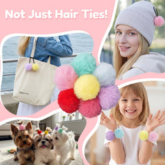 MORGLES pom pom worn in toddler ponytail, playful look without pulling