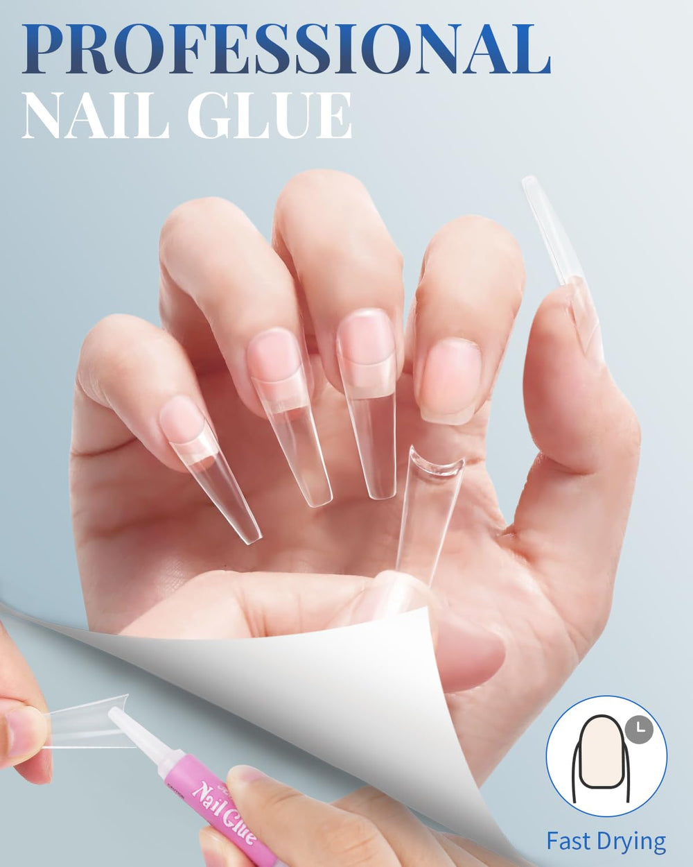 MORGLES application scene with glue and clipper demonstrating fast attachment