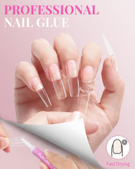 MORGLES tips being applied to a hand showing beginner-friendly application and salon result