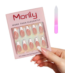 morily close-up of pink white French tip detail with smooth finish