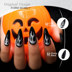 morily glossy surface reflection on stiletto nail, demonstrates high-shine finish and durability