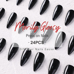 morily nails on hand showing medium length scale and dramatic almond shape