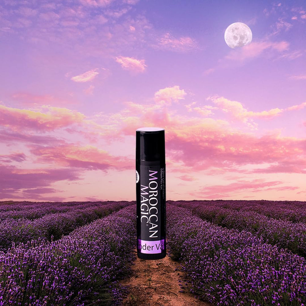 Moroccan Magic travel pouch with balm highlighting on-the-go protection