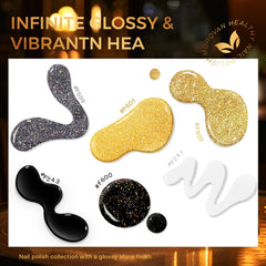 Morovan black and gold manicure detail showing depth and metallic shimmer