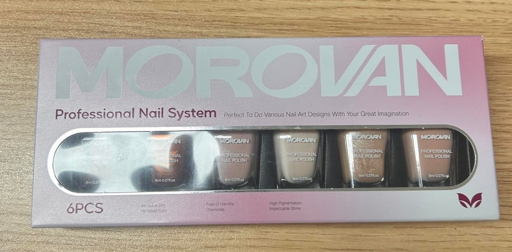 Morovan close-up bottle showing polish texture and glossy finish for smooth application