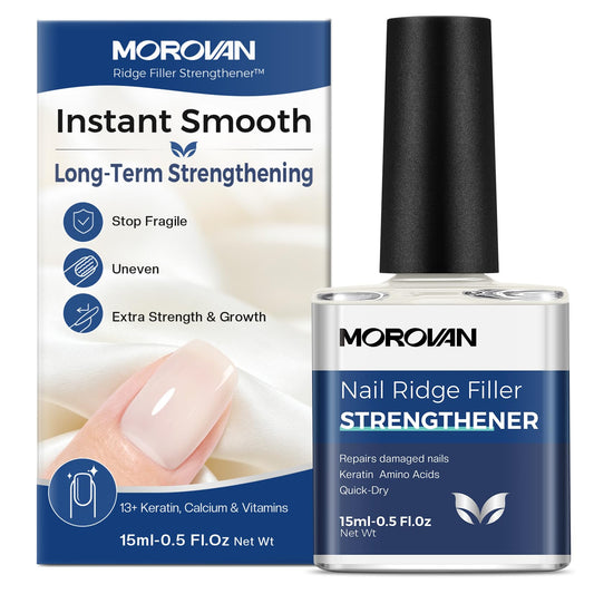 Morovan front packaging showing 15ml strengthener and neat finish benefit