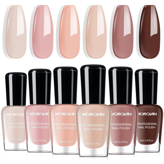 Morovan front packaging showing six nude shades and glossy finish benefit