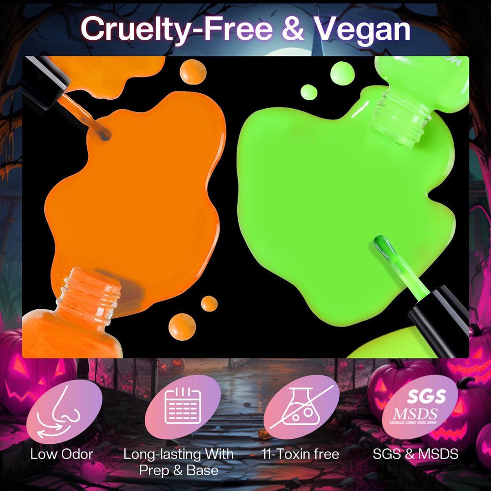 Morovan glow-in-dark demo displaying luminous nails in low light