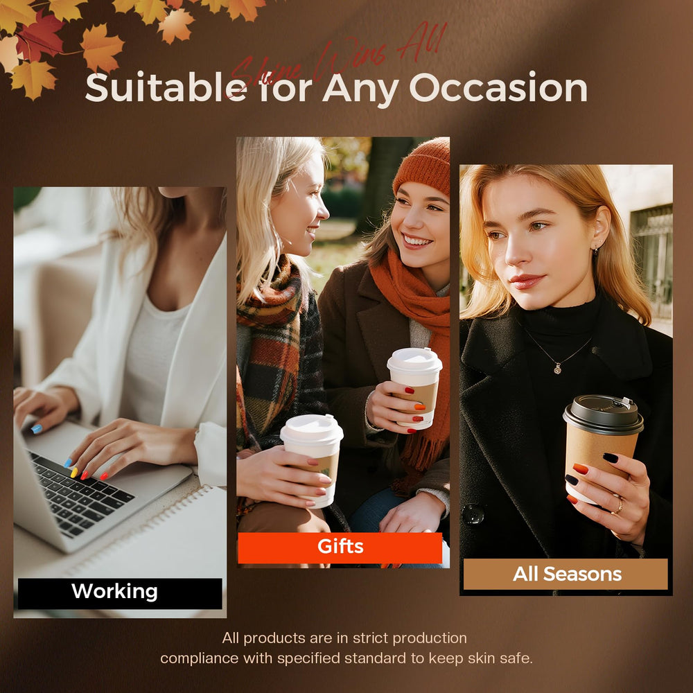 Morovan lifestyle image with cozy sweater showing autumn-ready manicure