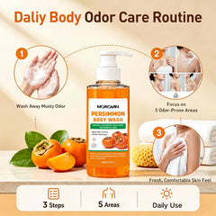 Morovan persimmon extract bottle highlighting deodorizing power